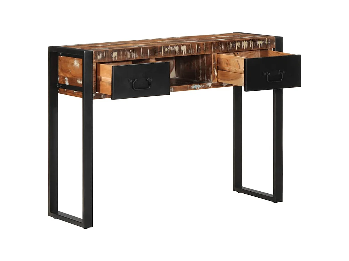 Table console multicolore 100x35x75 cm bois massif récupération