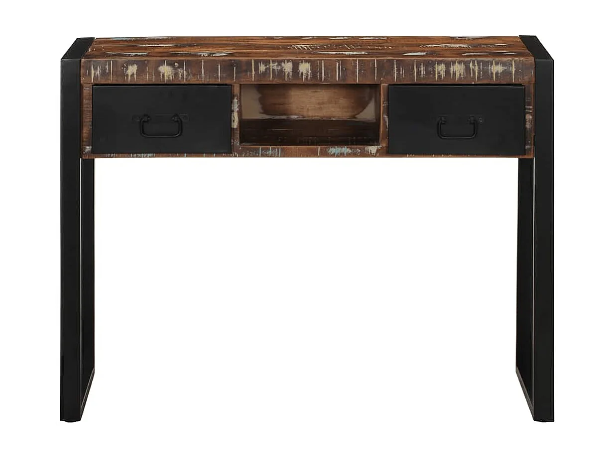 Table console multicolore 100x35x75 cm bois massif récupération