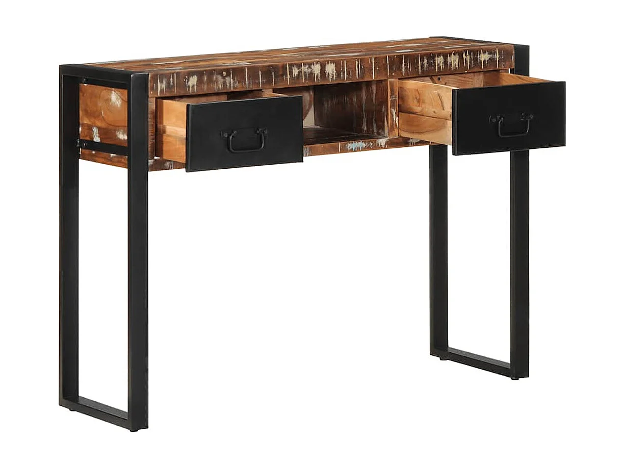 Table console multicolore 100x35x75 cm bois massif récupération