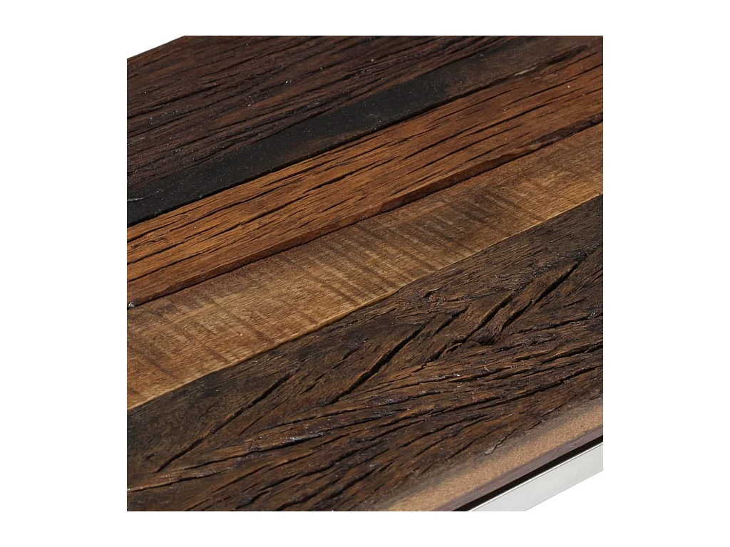 Table console argenté acier inoxydable et bois de mélèze massif