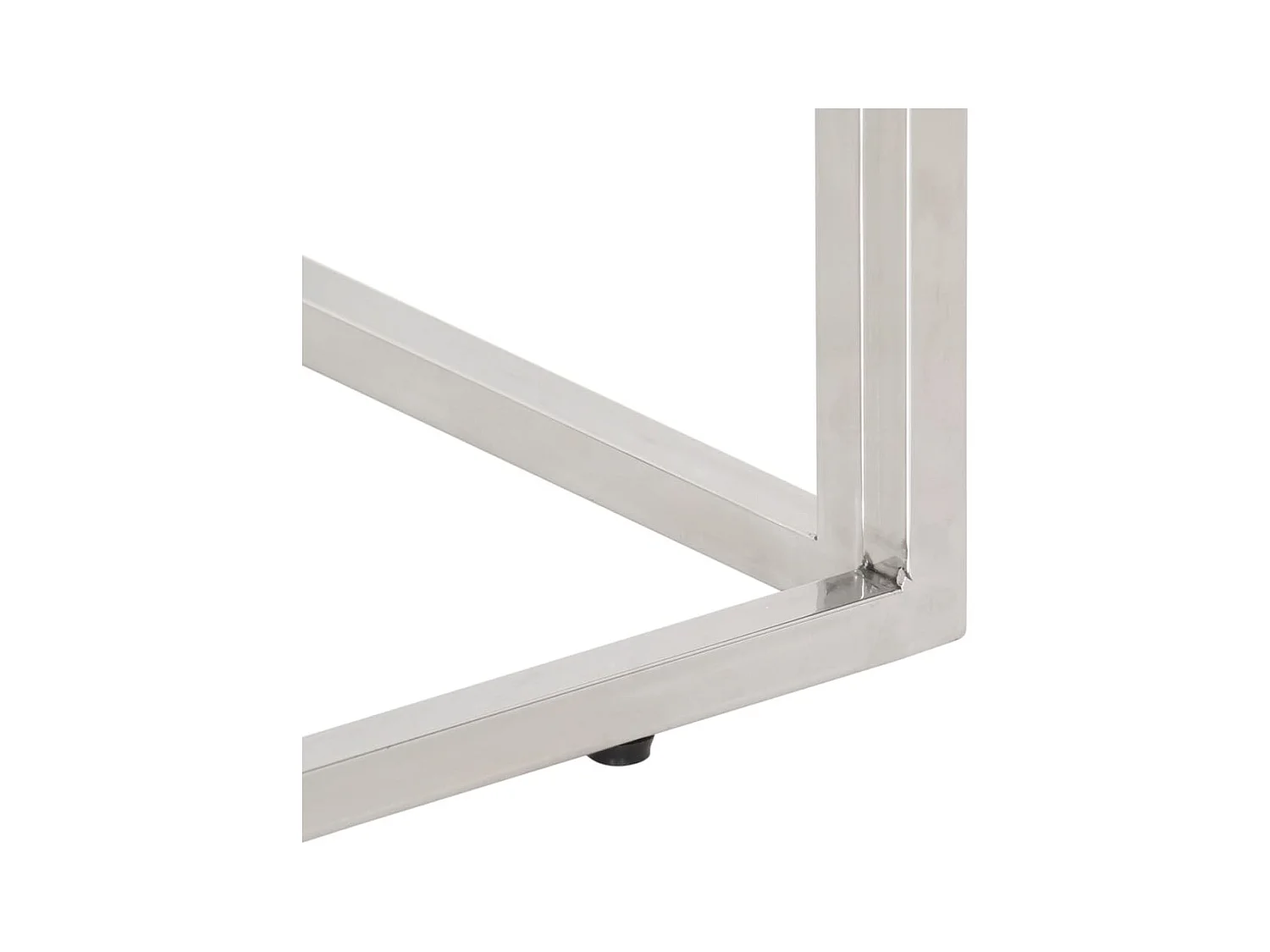 Table console argenté acier inoxydable et bois de mélèze massif