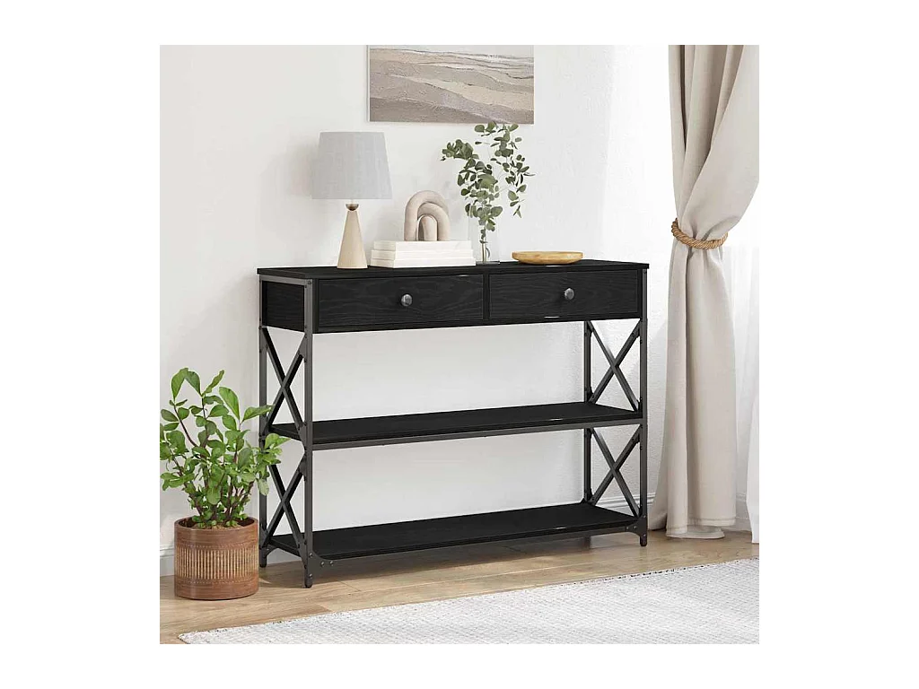 Mesa de Console com gaveta Carvalho preto 100 x 28 x 75 cm