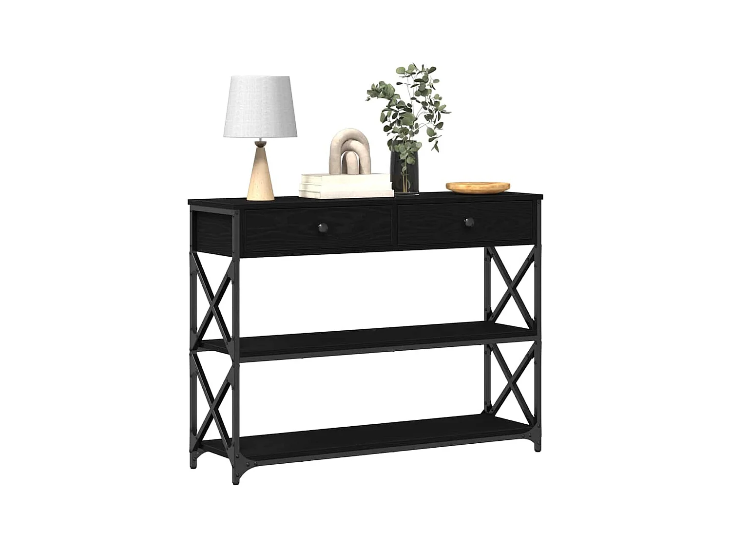 Mesa de Console com gaveta Carvalho preto 100 x 28 x 75 cm