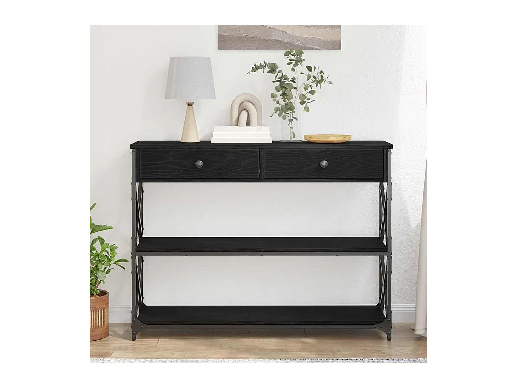 Mesa de Console com gaveta Carvalho preto 100 x 28 x 75 cm