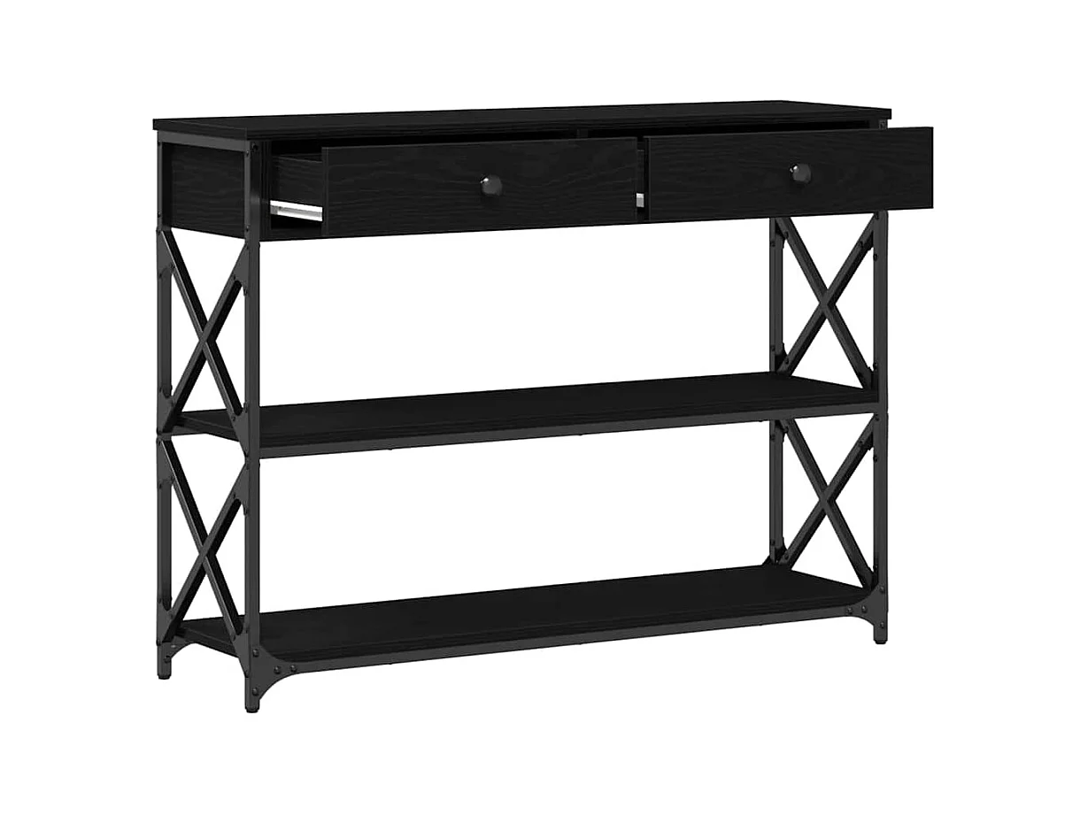 Mesa de Console com gaveta Carvalho preto 100 x 28 x 75 cm