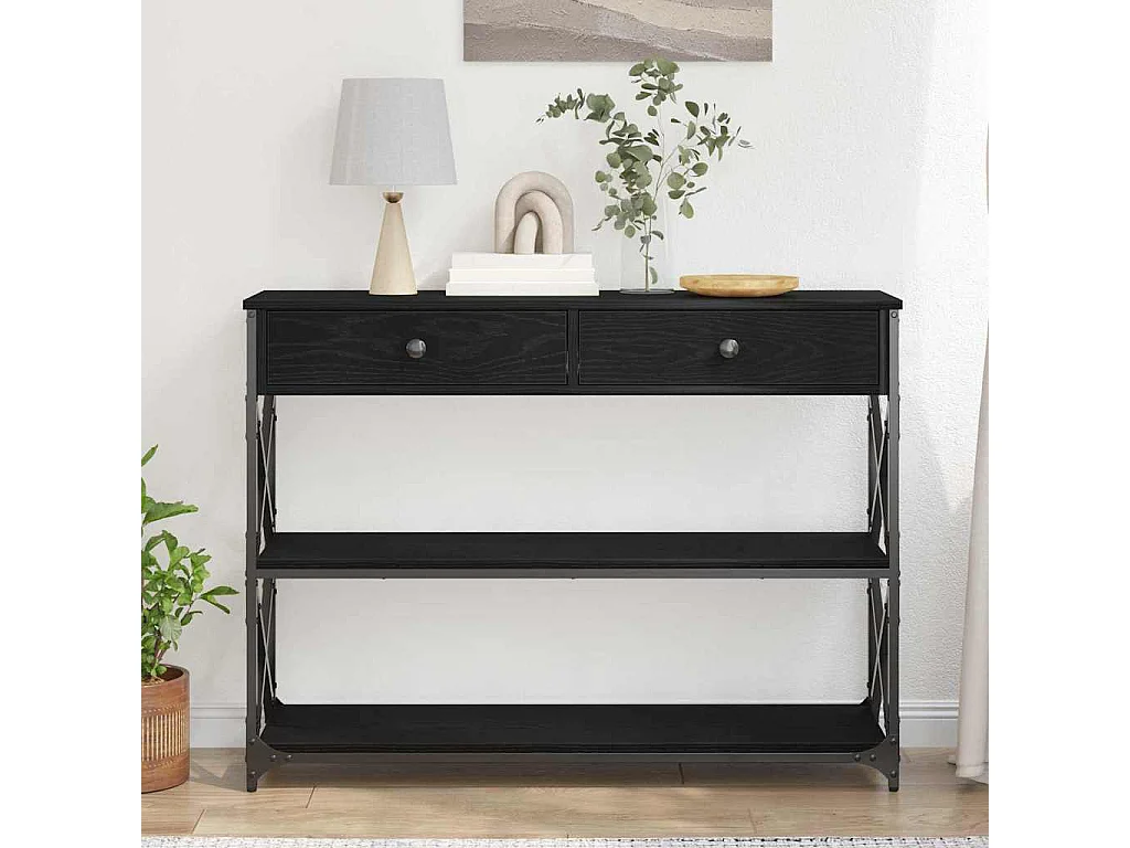 Table Console avec tiroir Chêne noir 100 x 28 x 75 cm