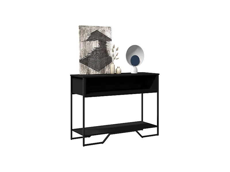 Table console noir 100x35x74,5 cm bois d'ingénierie
