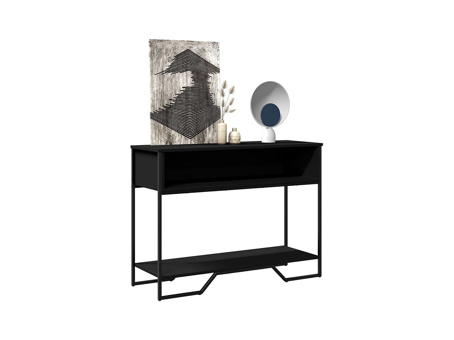 Table console noir 100x35x74,5 cm bois d'ingénierie