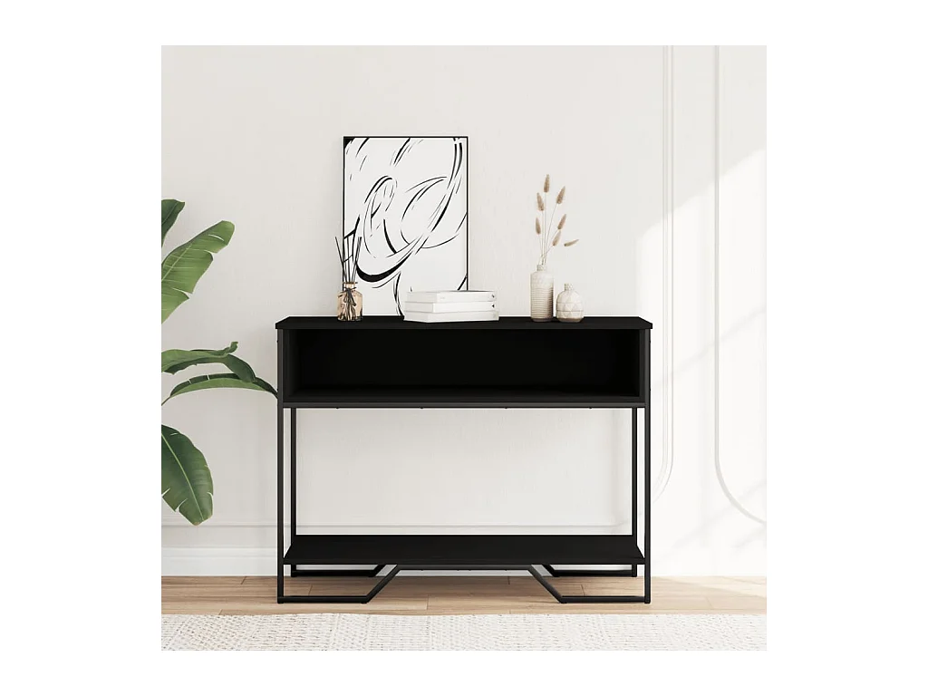 Table console noir 100x35x74,5 cm bois d'ingénierie