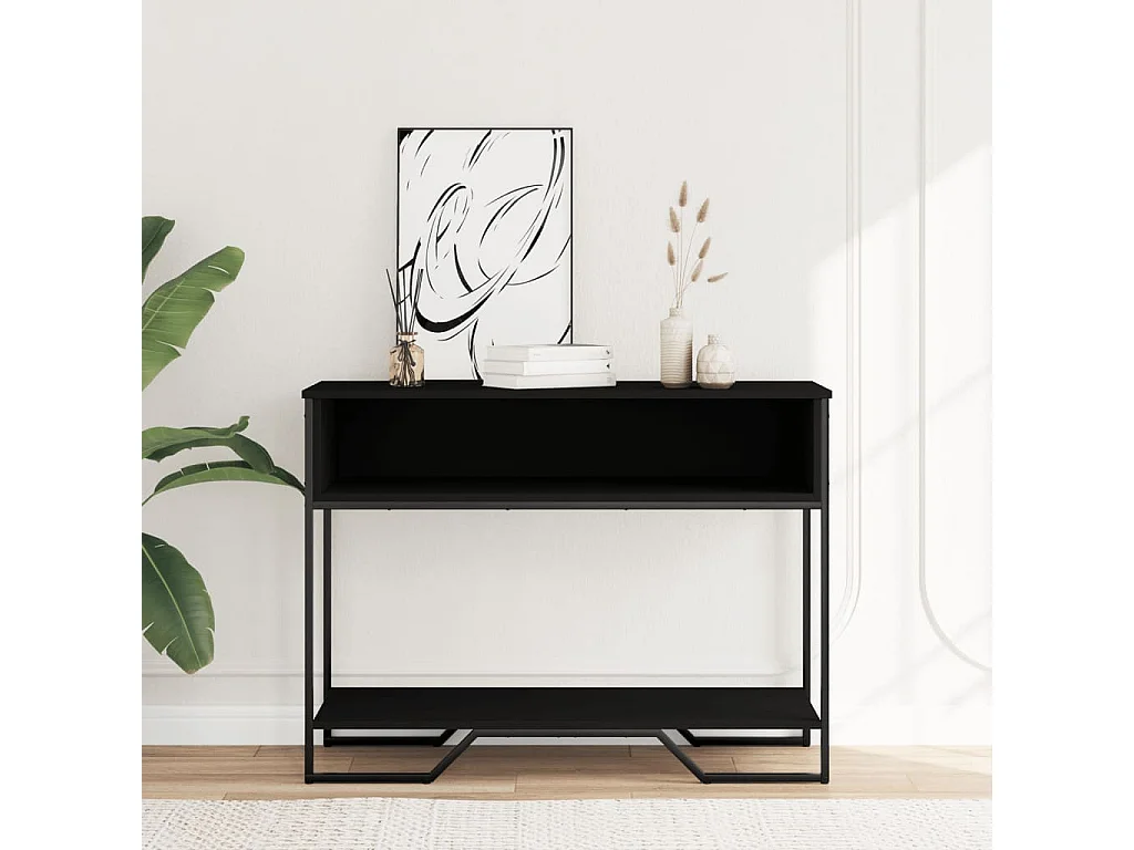 Table console noir 100x35x74,5 cm bois d'ingénierie
