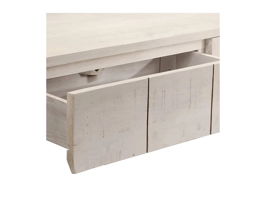 Mesa consola 110x35x75 cm madeira de mangueira maciça branco