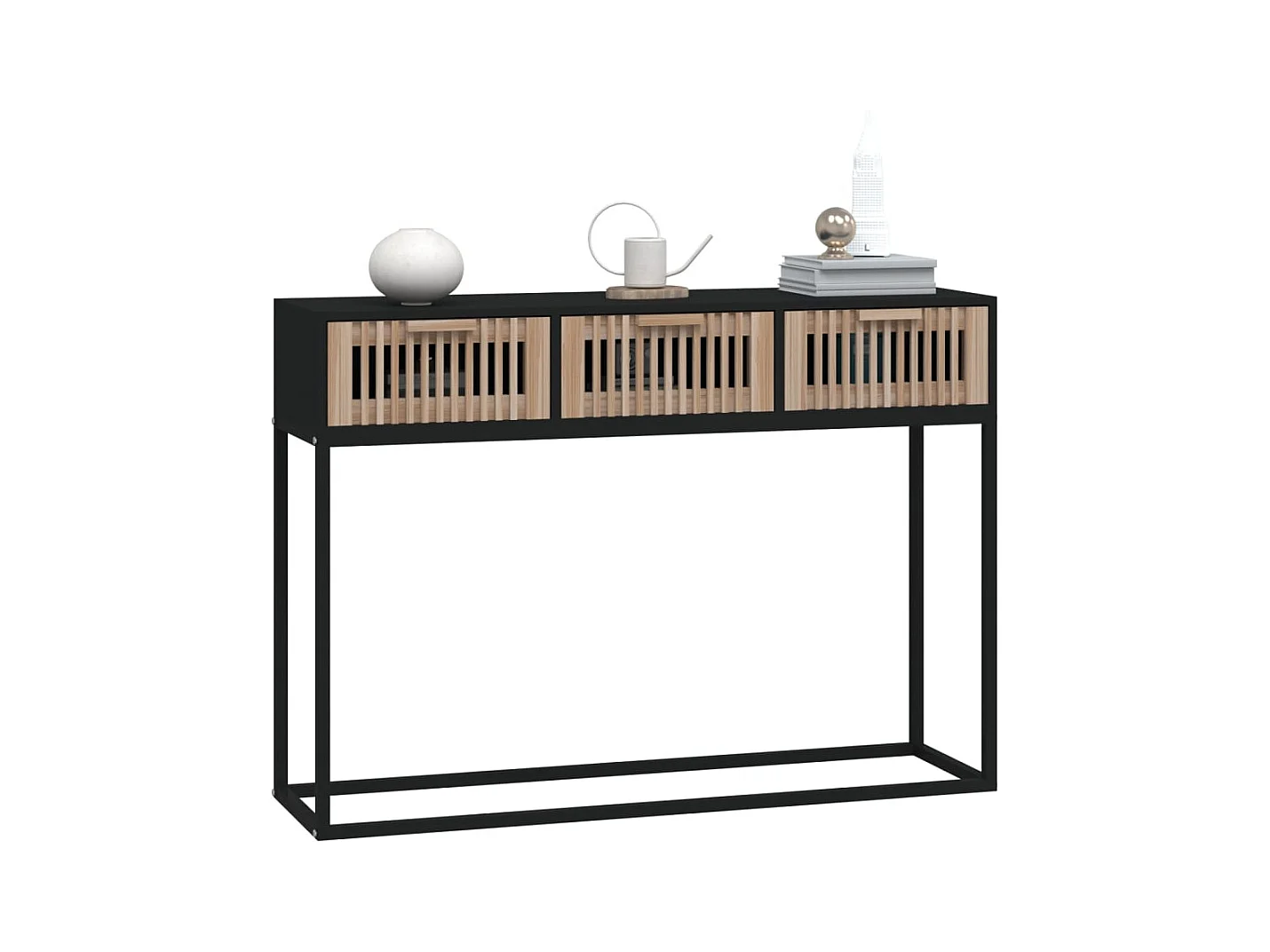 Mesa consola 105x30x75 cm derivados de madeira e ferro preto