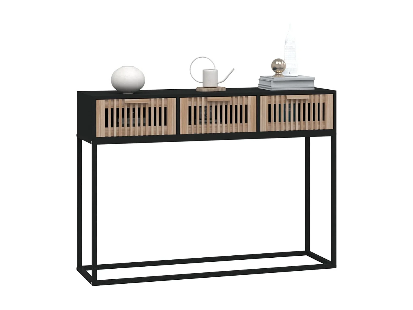 Mesa consola 105x30x75 cm derivados de madeira e ferro preto