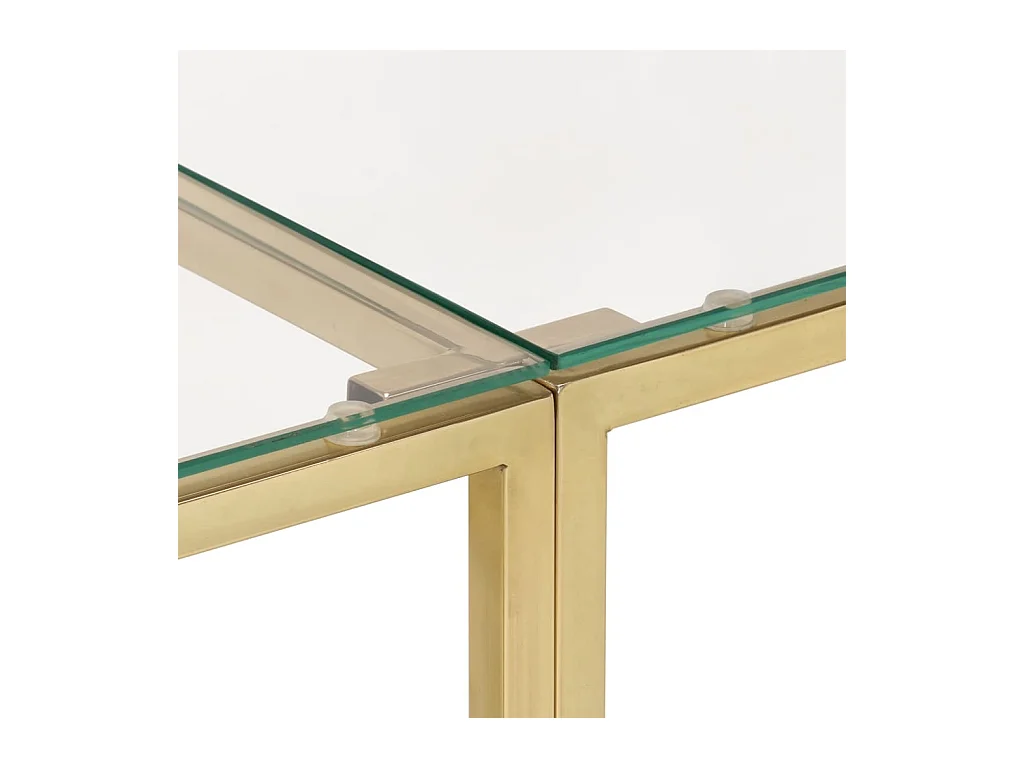 Table console doré acier inoxydable et verre trempé