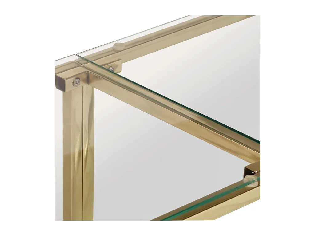 Table console doré acier inoxydable et verre trempé