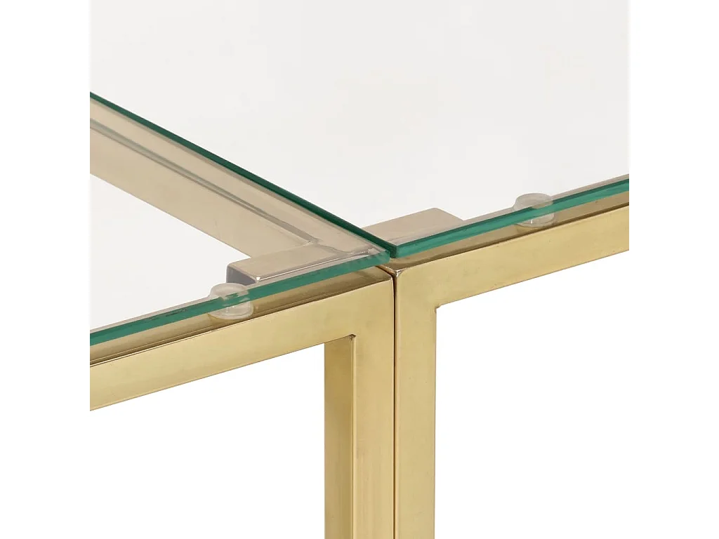 Table console doré acier inoxydable et verre trempé