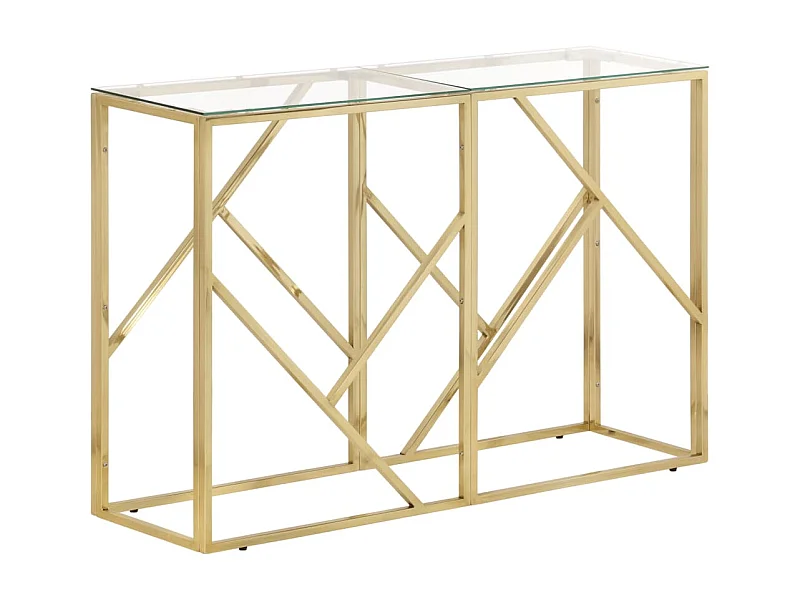 Mesa consola acero inoxidable dorado y vidrio templado