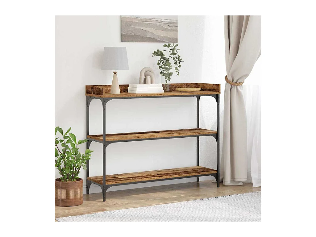 Table Console avec étagère Bois ancien 100 x 30 x 80 cm