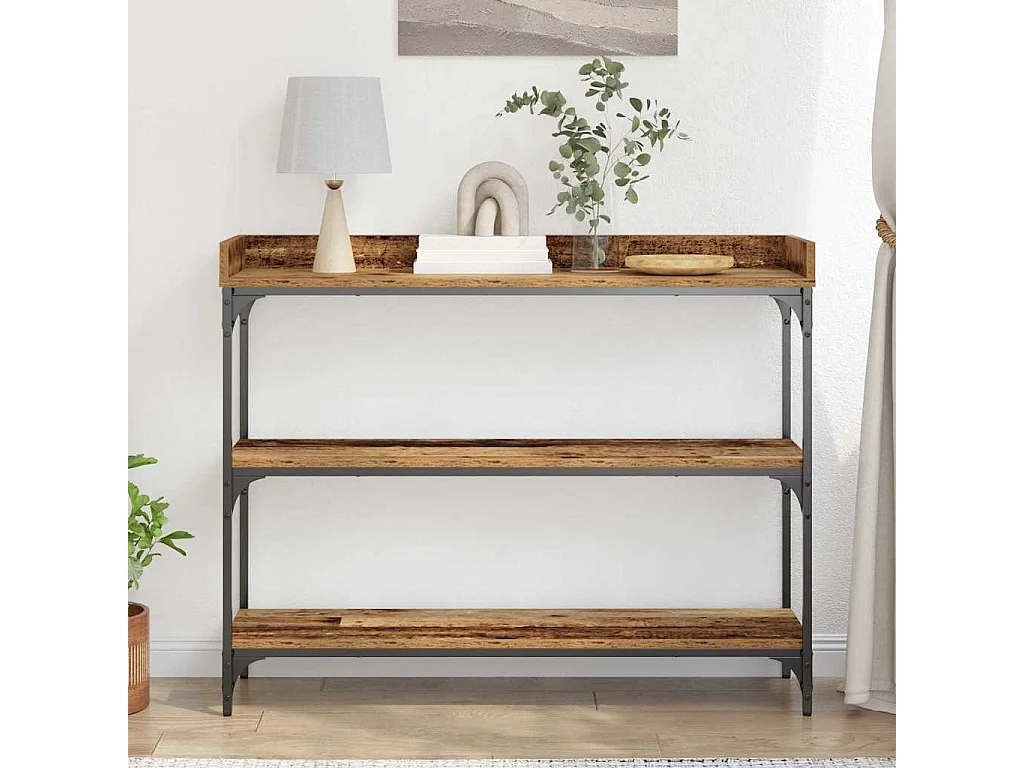 Table Console avec étagère Bois ancien 100 x 30 x 80 cm