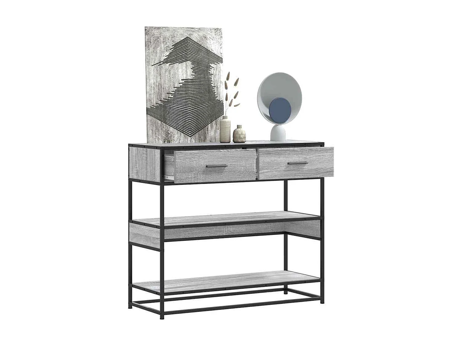 Table console sonoma gris 90x35x80 cm bois d'ingénierie