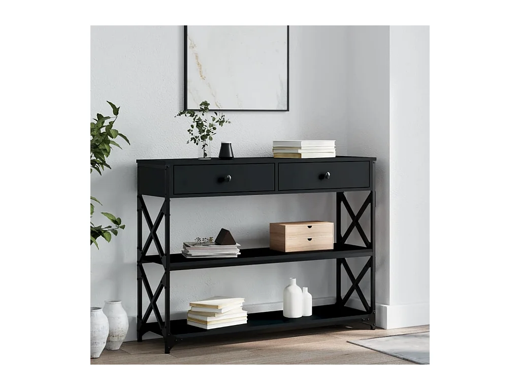 Table console noir 100x28x75 cm bois d'ingénierie
