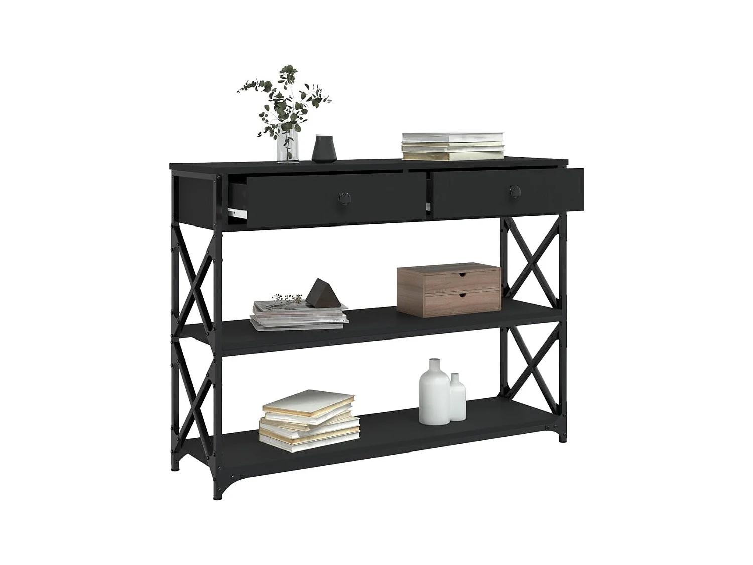 Table console noir 100x28x75 cm bois d'ingénierie