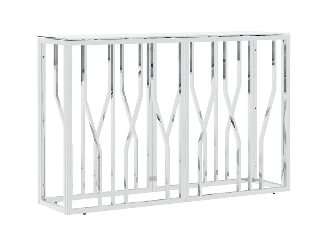 Table console argenté 110x30x70 cm acier inoxydable et verre