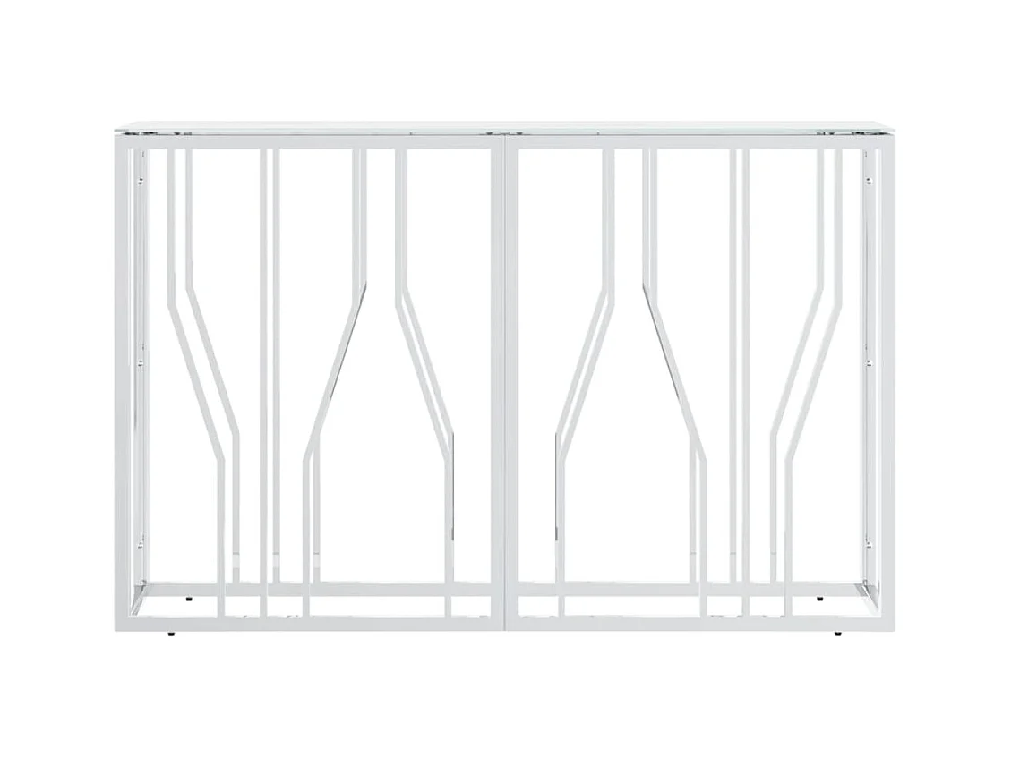 Table console argenté 110x30x70 cm acier inoxydable et verre