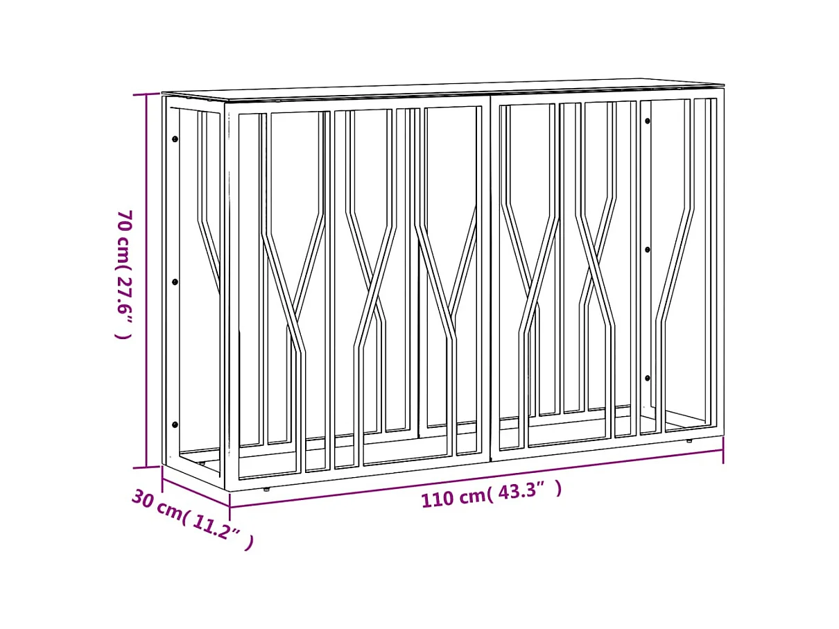 Table console argenté 110x30x70 cm acier inoxydable et verre
