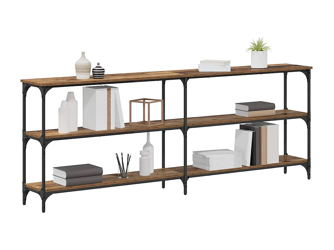 Table console avec étagère Bois Ancien 200 x 29 x 75 cm