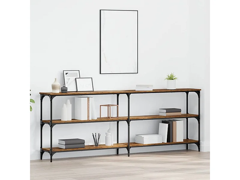 Table console avec étagère Bois Ancien 200 x 29 x 75 cm