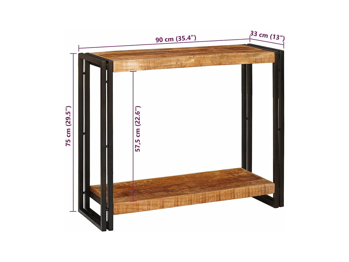 Mesa Consola 90 x 33 x 75 cm Madera maciza de mango rugosa