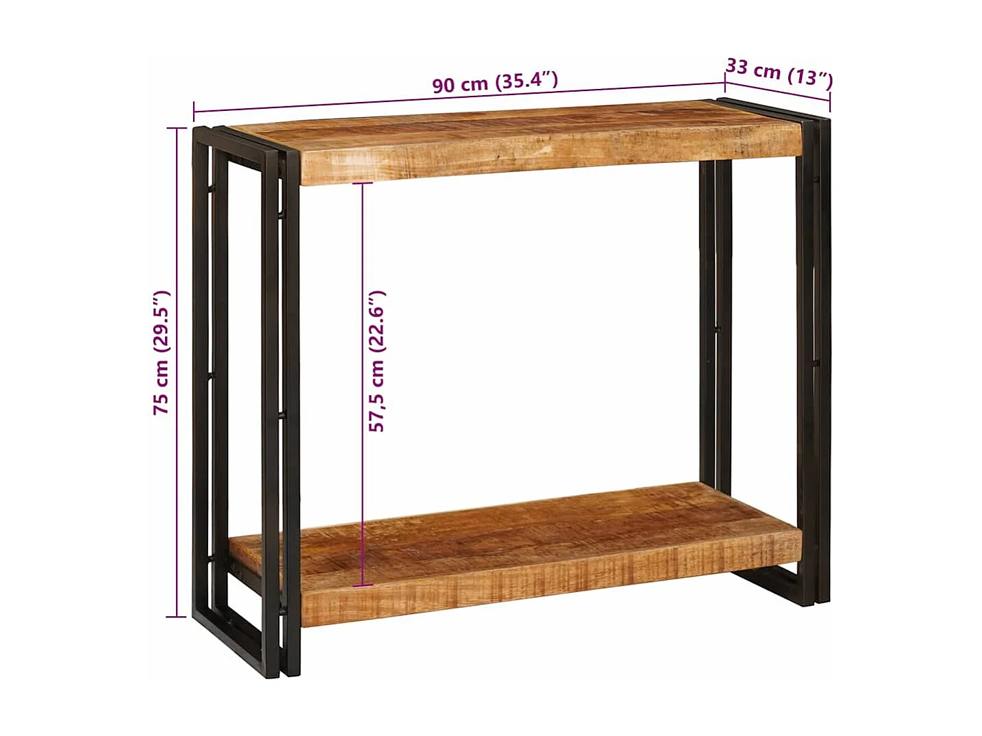 Mesa Consola 90 x 33 x 75 cm Madera maciza de mango rugosa