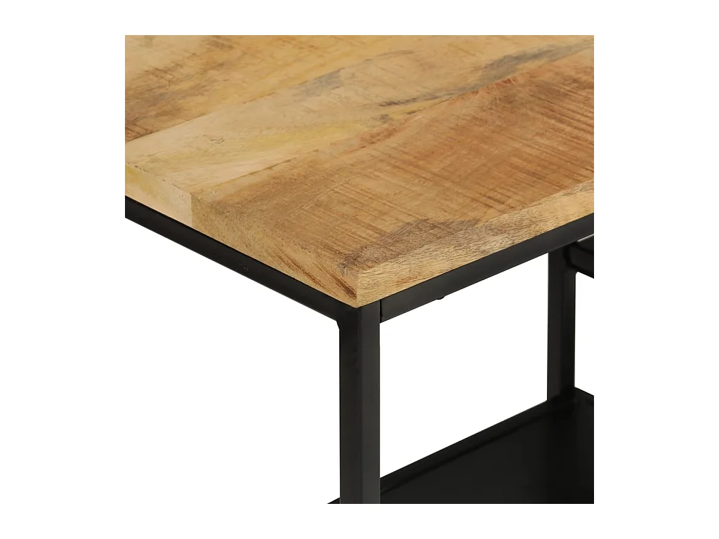 Mesa consola madera maciza mango rugosa y hierro 110x30x75 cm