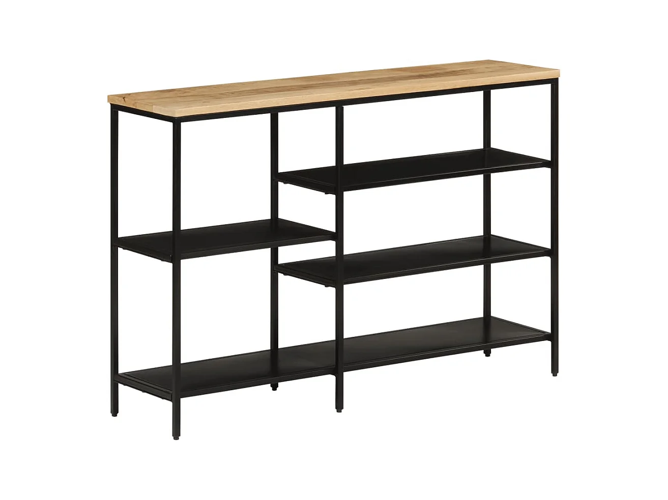 Mesa consola madera maciza mango rugosa y hierro 110x30x75 cm