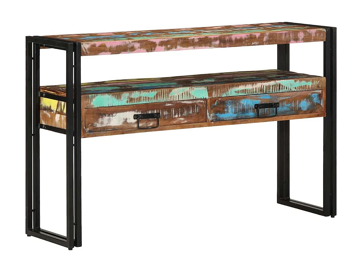 Table console 120 x 33 x 75 cm bois de récupération massif