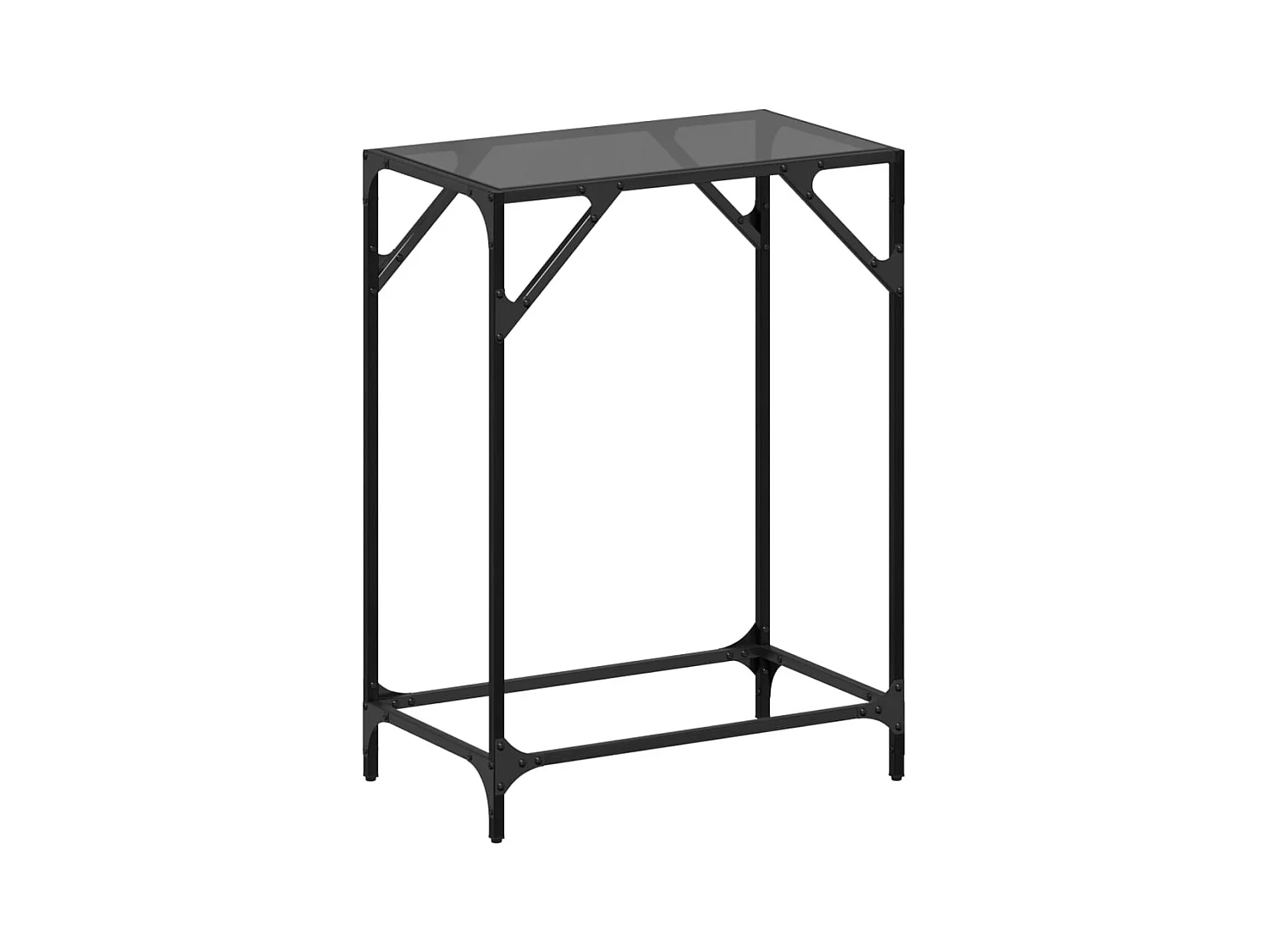 Mesa consola con superficie de vidrio negro acero 60x35x81 cm