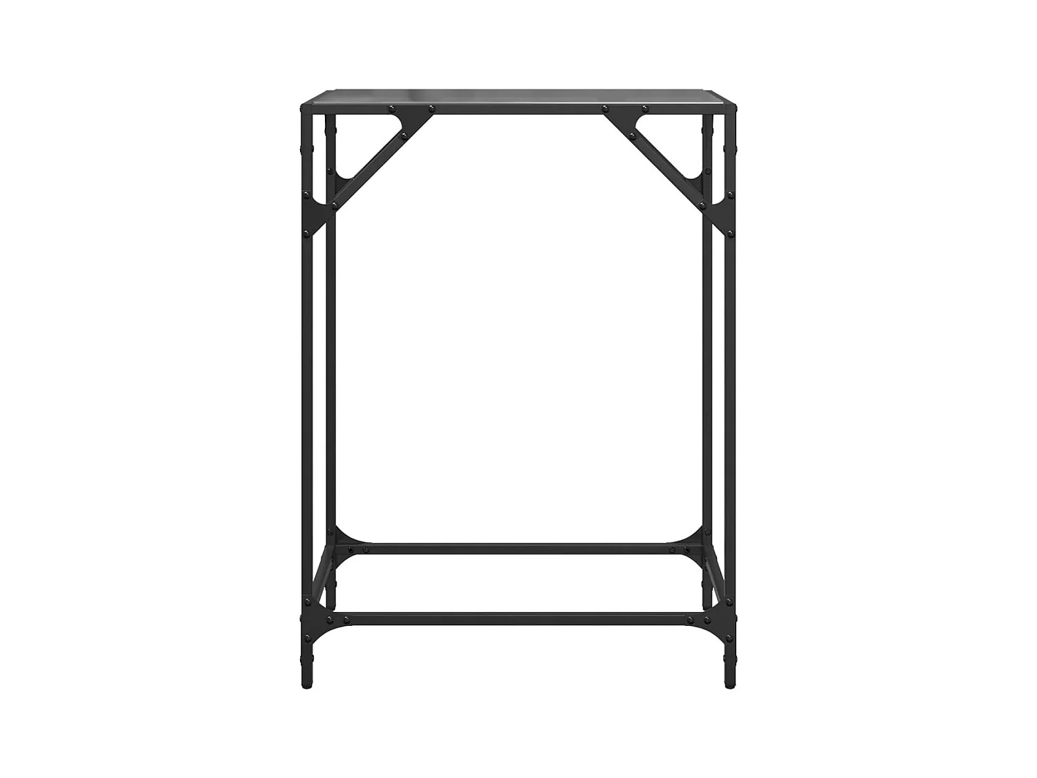 Mesa consola con superficie de vidrio negro acero 60x35x81 cm