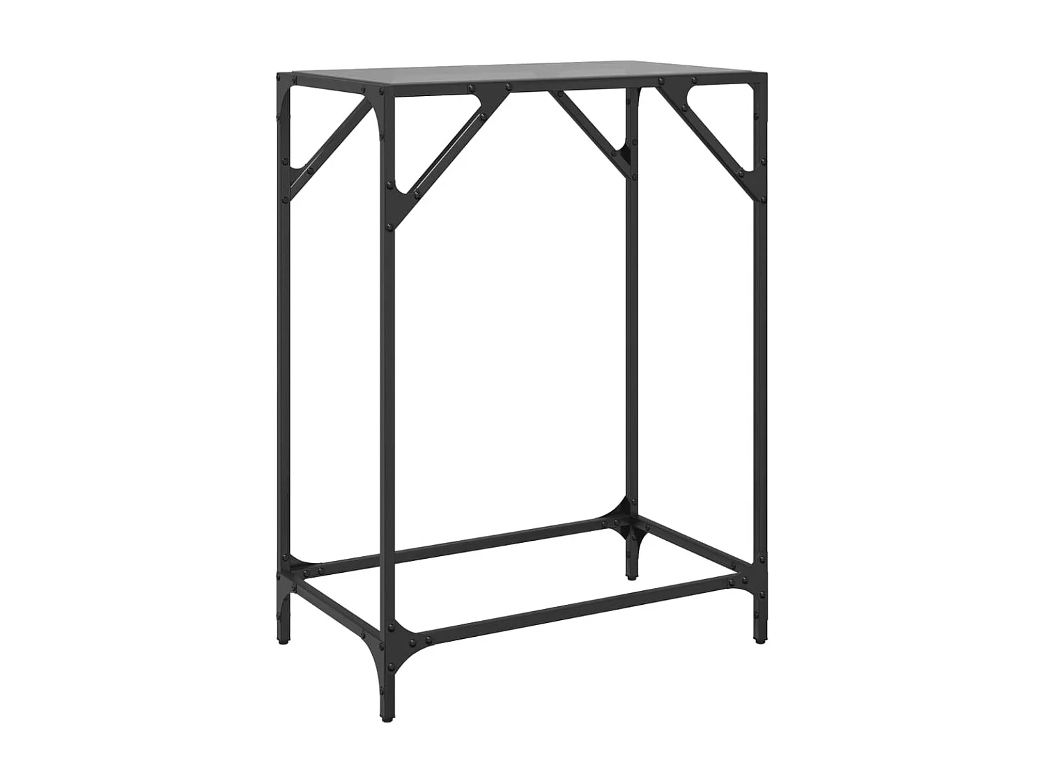 Table console avec dessus en verre noir 60x35x81 cm acier
