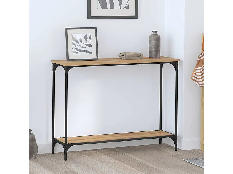 Mesa Consola con estante Roble artisan 101 x 30.5 x 75 cm