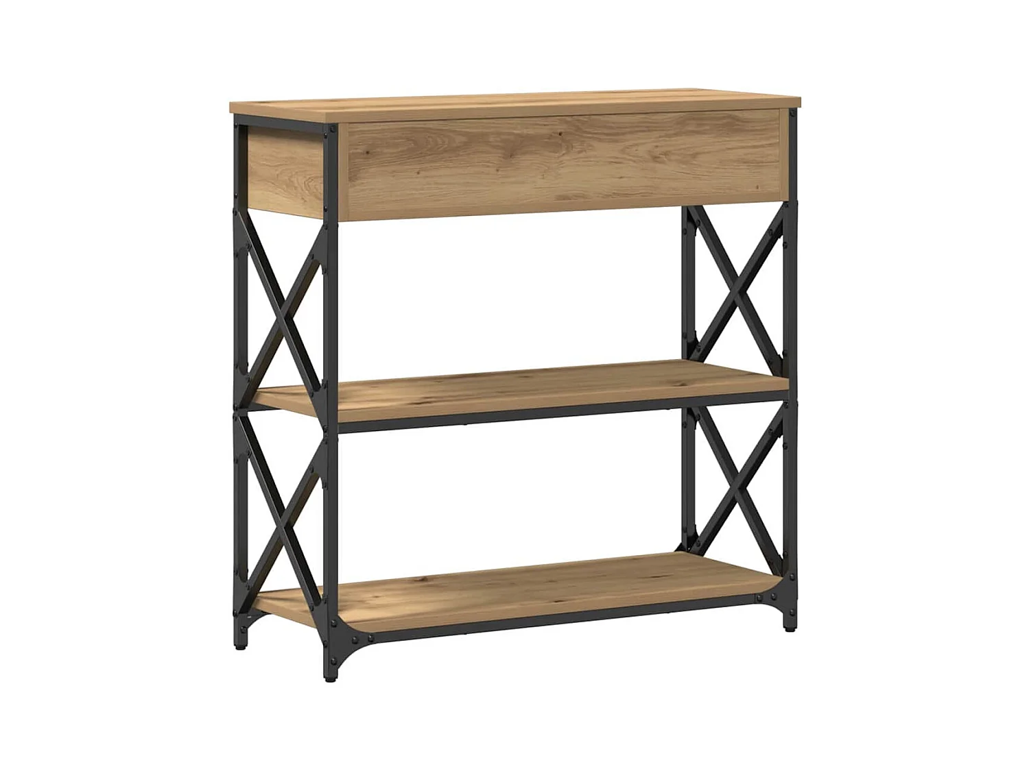 Console Tafel met lade artisanaal eikenkleurig 75 x 28 x 75 cm