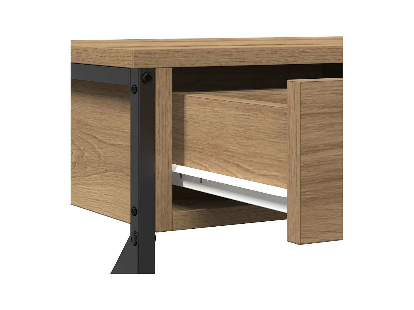 Console Tafel met lade artisanaal eikenkleurig 75 x 28 x 75 cm