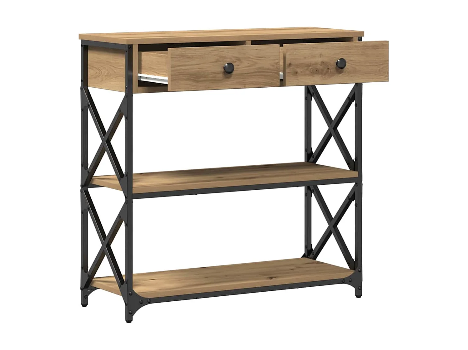 Table Console avec tiroir chêne artisanal 75 x 28 x 75 cm