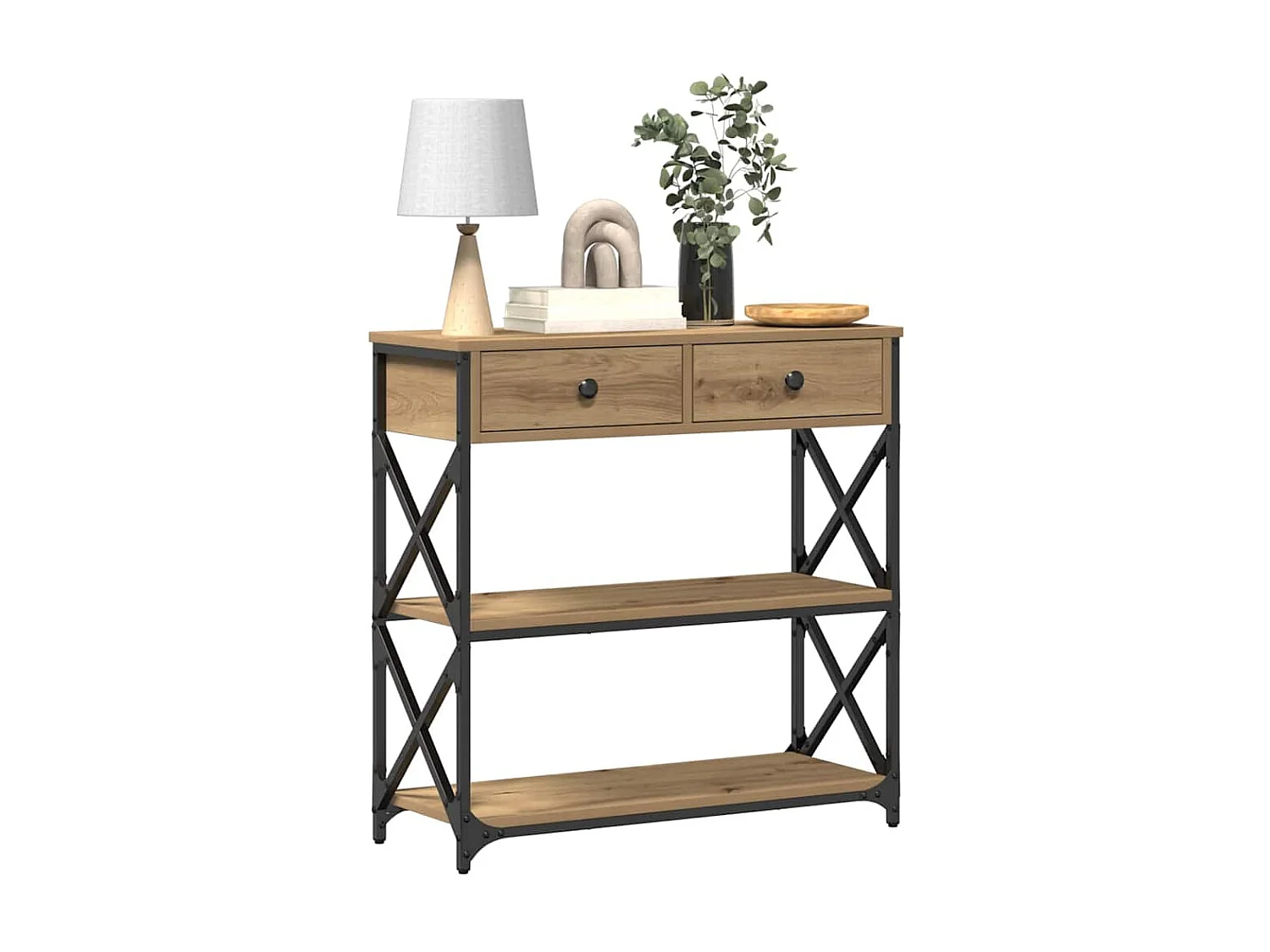 Table Console avec tiroir chêne artisanal 75 x 28 x 75 cm