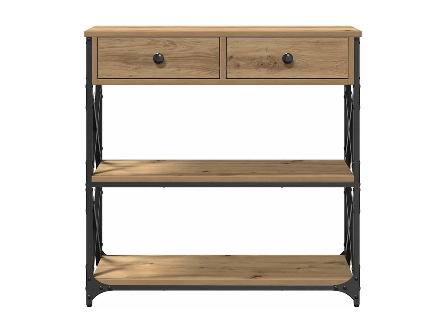 Table Console avec tiroir chêne artisanal 75 x 28 x 75 cm