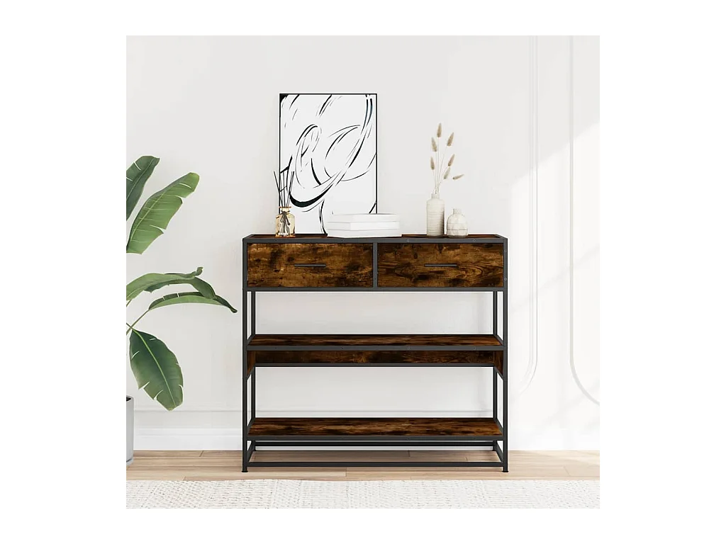 Mesa consola de madera de ingeniería roble ahumado 90x35x80 cm