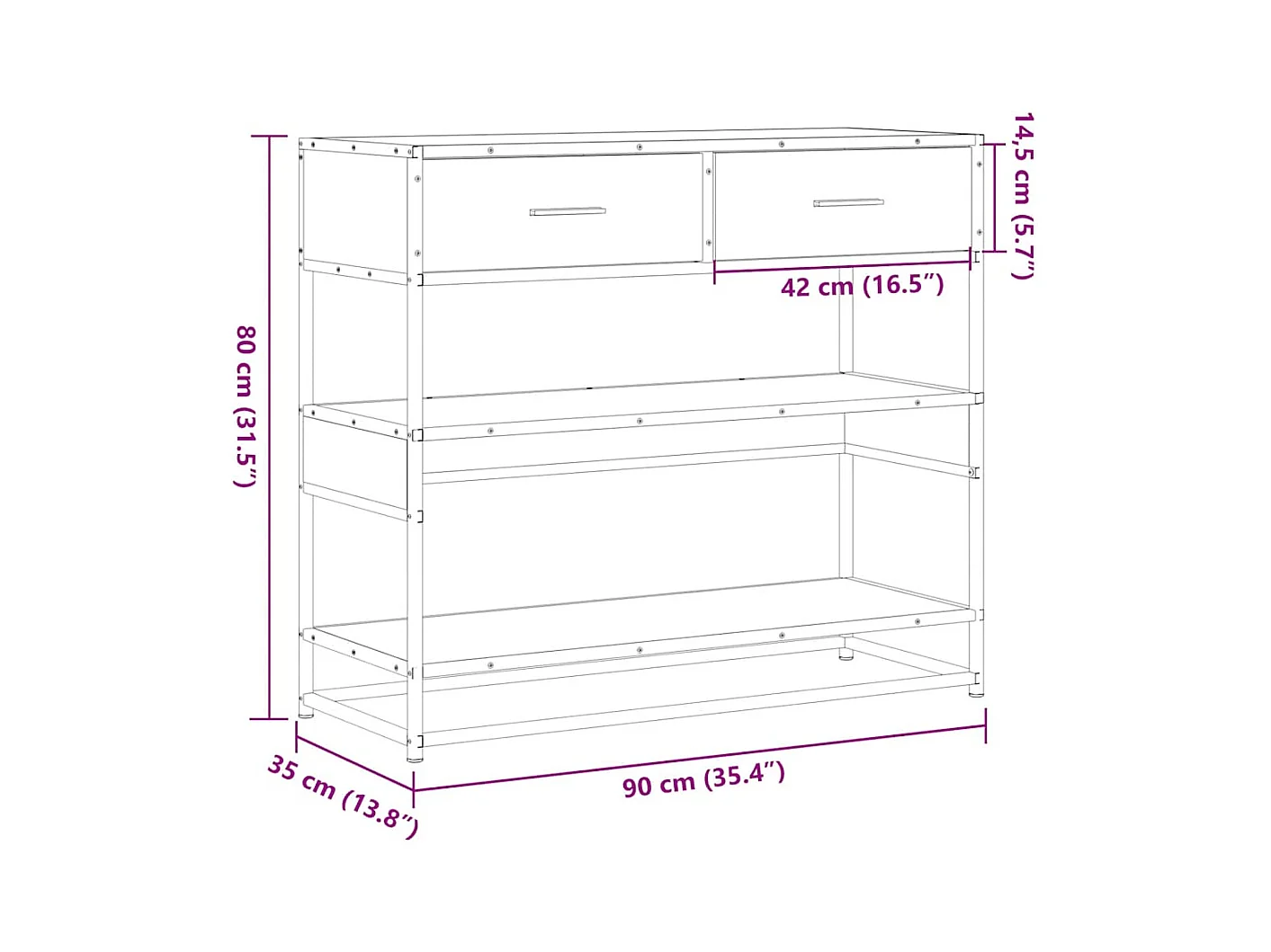 Mesa consola de madera de ingeniería roble ahumado 90x35x80 cm