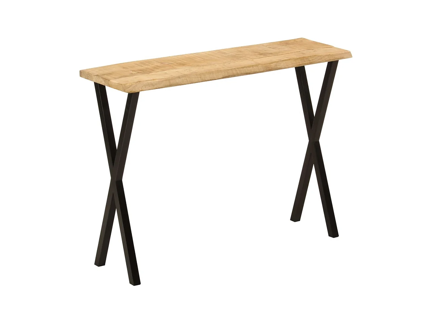 Mesa consola con borde natural madera maciza mango 105x33x76 cm