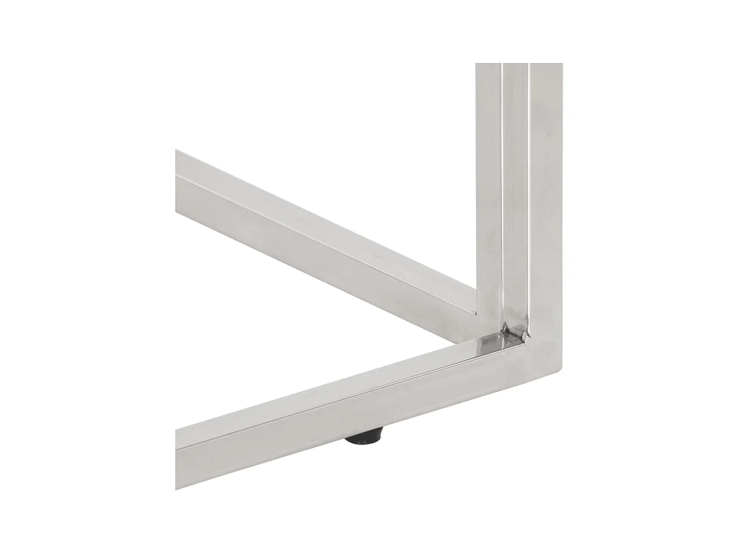 Table console argenté acier inoxydable et verre trempé