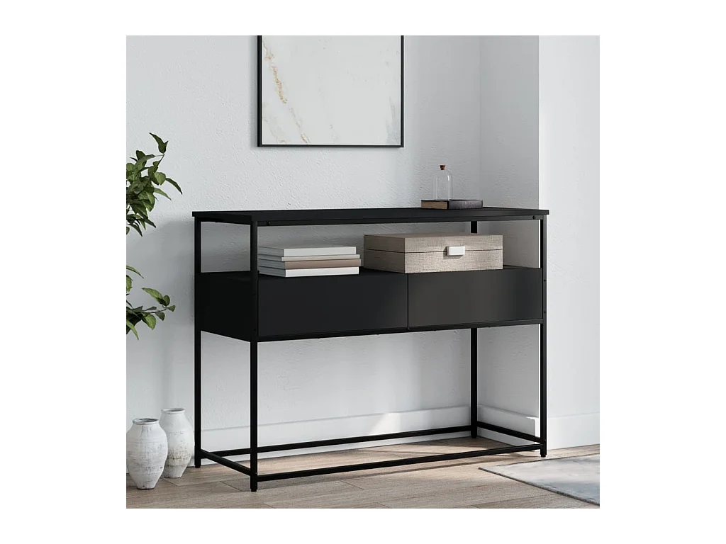 Table console noir 100x40x75 cm bois d'ingénierie
